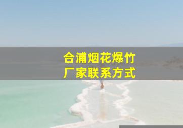 合浦烟花爆竹厂家联系方式