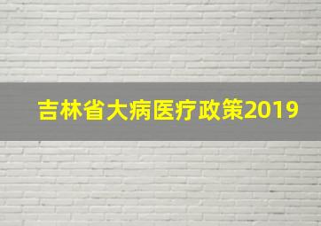 吉林省大病医疗政策2019