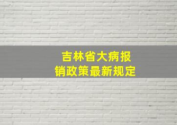 吉林省大病报销政策最新规定