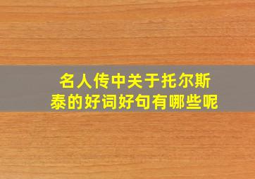 名人传中关于托尔斯泰的好词好句有哪些呢