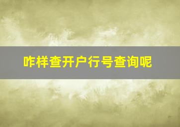 咋样查开户行号查询呢