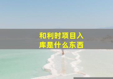 和利时项目入库是什么东西