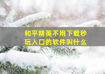 和平精英不用下载秒玩入口的软件叫什么