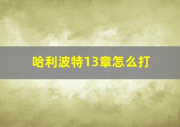 哈利波特13章怎么打