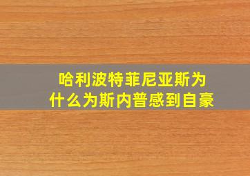 哈利波特菲尼亚斯为什么为斯内普感到自豪