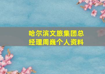 哈尔滨文旅集团总经理周巍个人资料