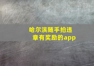 哈尔滨随手拍违章有奖励的app