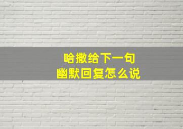 哈撒给下一句幽默回复怎么说