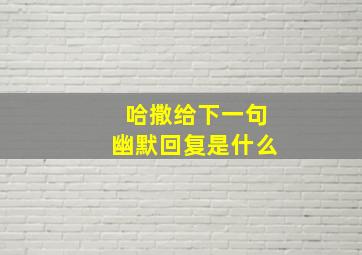 哈撒给下一句幽默回复是什么