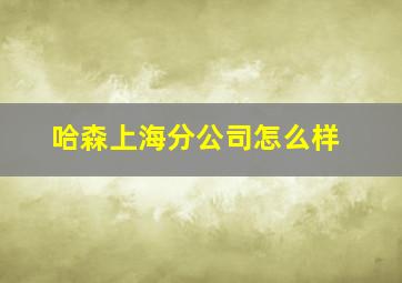 哈森上海分公司怎么样