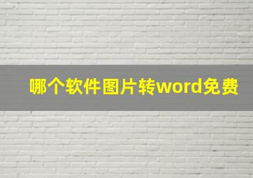 哪个软件图片转word免费