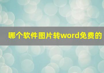 哪个软件图片转word免费的