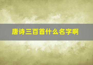 唐诗三百首什么名字啊