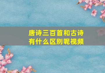 唐诗三百首和古诗有什么区别呢视频