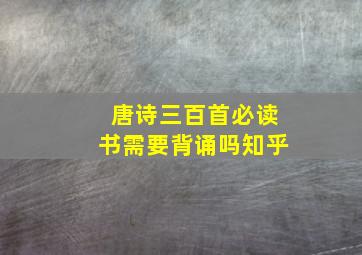 唐诗三百首必读书需要背诵吗知乎