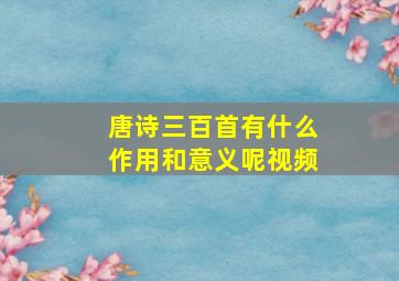 唐诗三百首有什么作用和意义呢视频