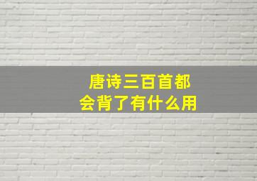 唐诗三百首都会背了有什么用