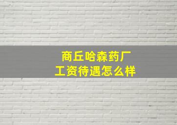 商丘哈森药厂工资待遇怎么样