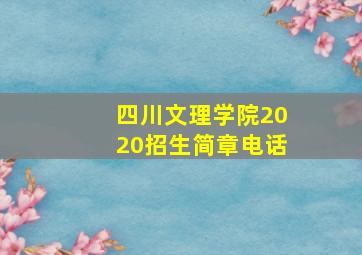 四川文理学院2020招生简章电话