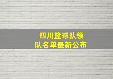 四川篮球队领队名单最新公布