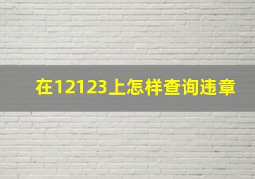 在12123上怎样查询违章