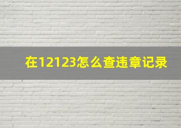 在12123怎么查违章记录