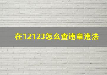 在12123怎么查违章违法