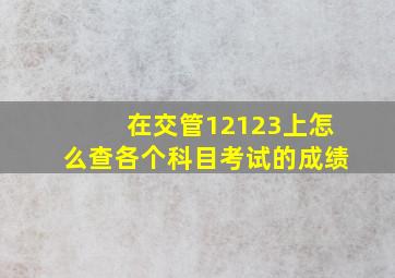 在交管12123上怎么查各个科目考试的成绩