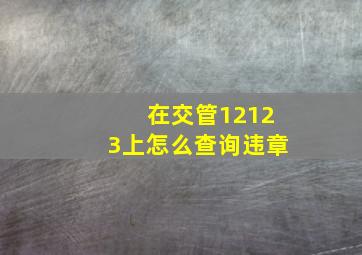 在交管12123上怎么查询违章