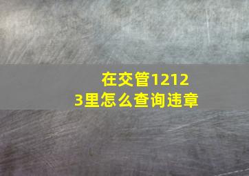 在交管12123里怎么查询违章