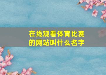 在线观看体育比赛的网站叫什么名字