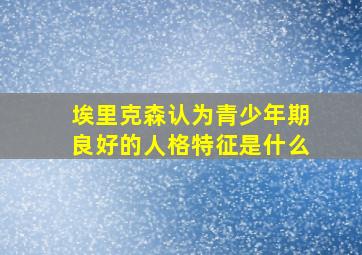 埃里克森认为青少年期良好的人格特征是什么