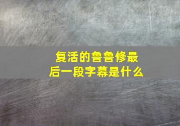 复活的鲁鲁修最后一段字幕是什么