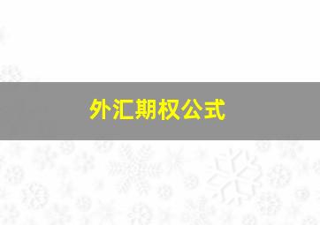 外汇期权公式