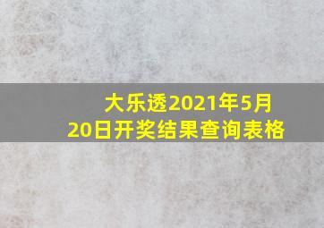 大乐透2021年5月20日开奖结果查询表格