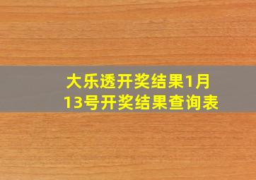 大乐透开奖结果1月13号开奖结果查询表