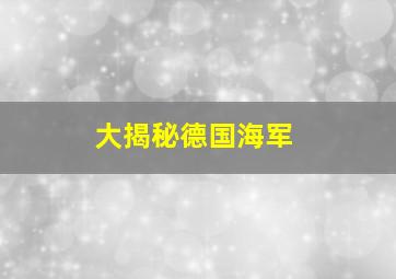 大揭秘德国海军