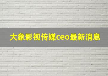 大象影视传媒ceo最新消息