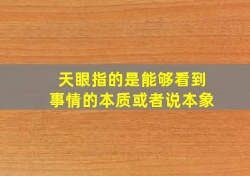 天眼指的是能够看到事情的本质或者说本象