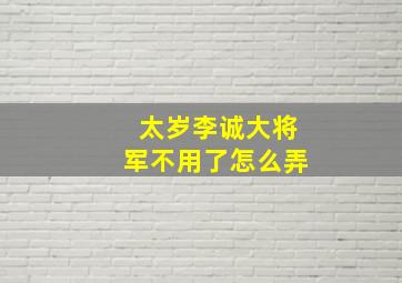 太岁李诚大将军不用了怎么弄