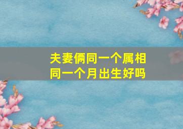 夫妻俩同一个属相同一个月出生好吗