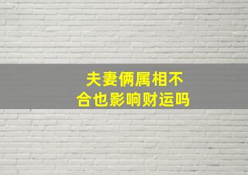 夫妻俩属相不合也影响财运吗