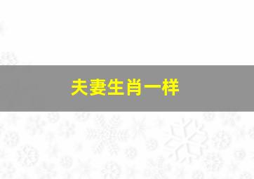 夫妻生肖一样