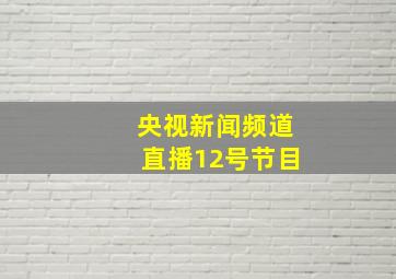 央视新闻频道直播12号节目