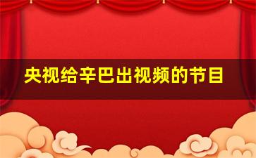 央视给辛巴出视频的节目