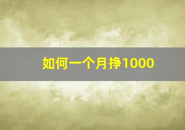 如何一个月挣1000