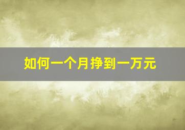 如何一个月挣到一万元