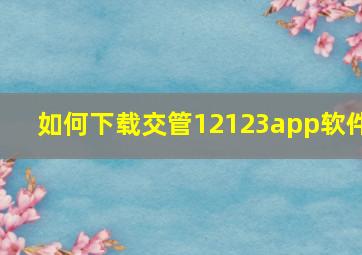 如何下载交管12123app软件