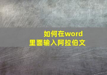 如何在word里面输入阿拉伯文