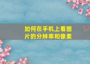 如何在手机上看图片的分辨率和像素